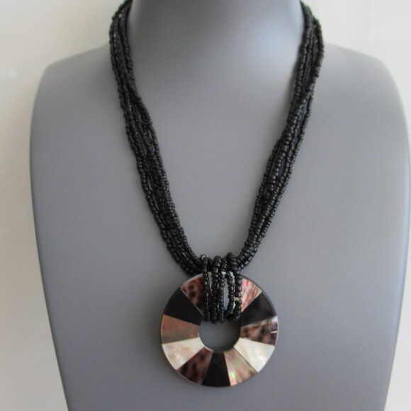 Southewestern Boho Mother Of Pearl Abalone by Coldwater Creek Necklace w/Pendant - Picture 1 of 10